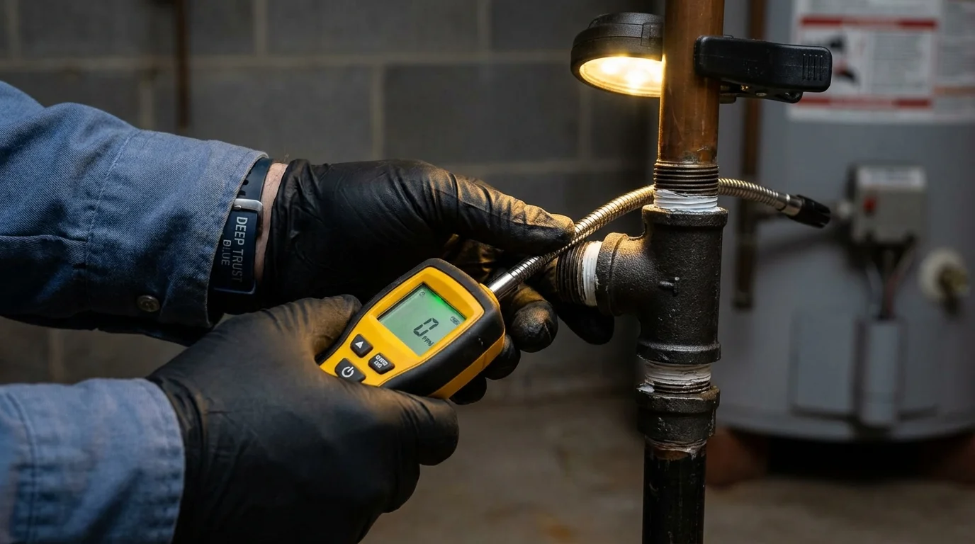 Gas leak detection with electronic sniffer by Johns Plumbing LLC in Colfax